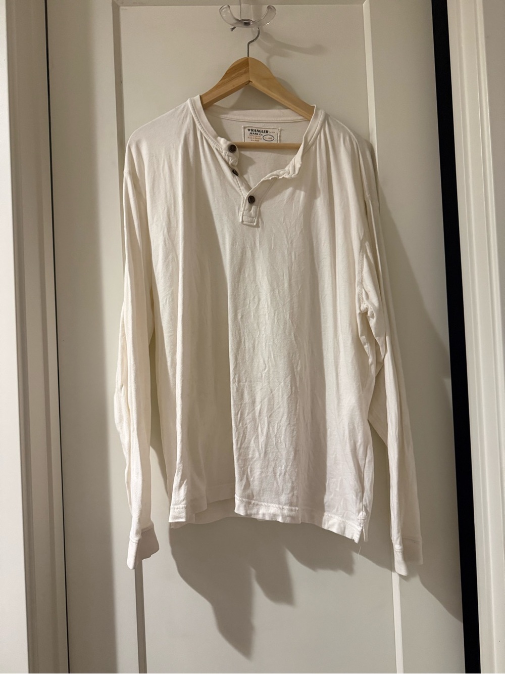 Wrangler White Long-Sleeve Henley Shirt